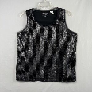 Chicos 3 Tank Top Womens XL Black Sequins Tulle Shell Whimsygoth Witchy